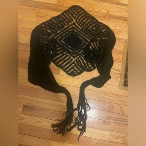 Free people black scarf with unique pattern